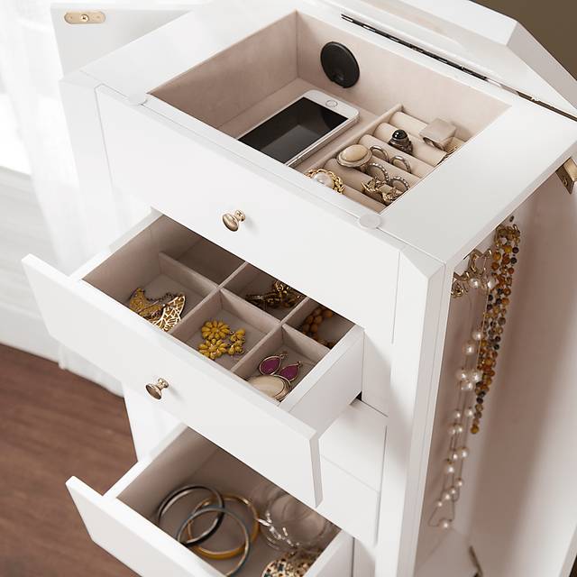 Sandida White Jewelry Armoire - Thumbnail - Image 4