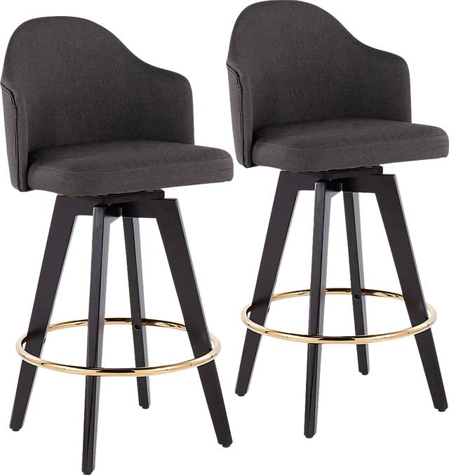 Sandron I Charcoal Counter Height Stool, Set of 2 - Thumbnail - Image 1