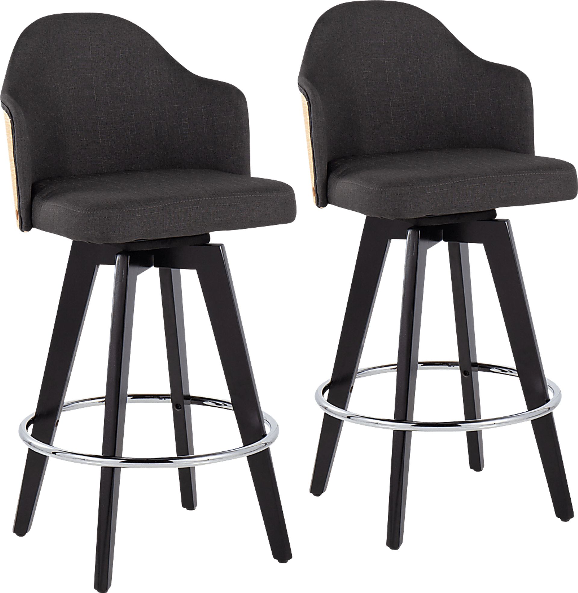 Sanellas II Black Black,Colors Charcoal Black,Gray Swivel Barstool