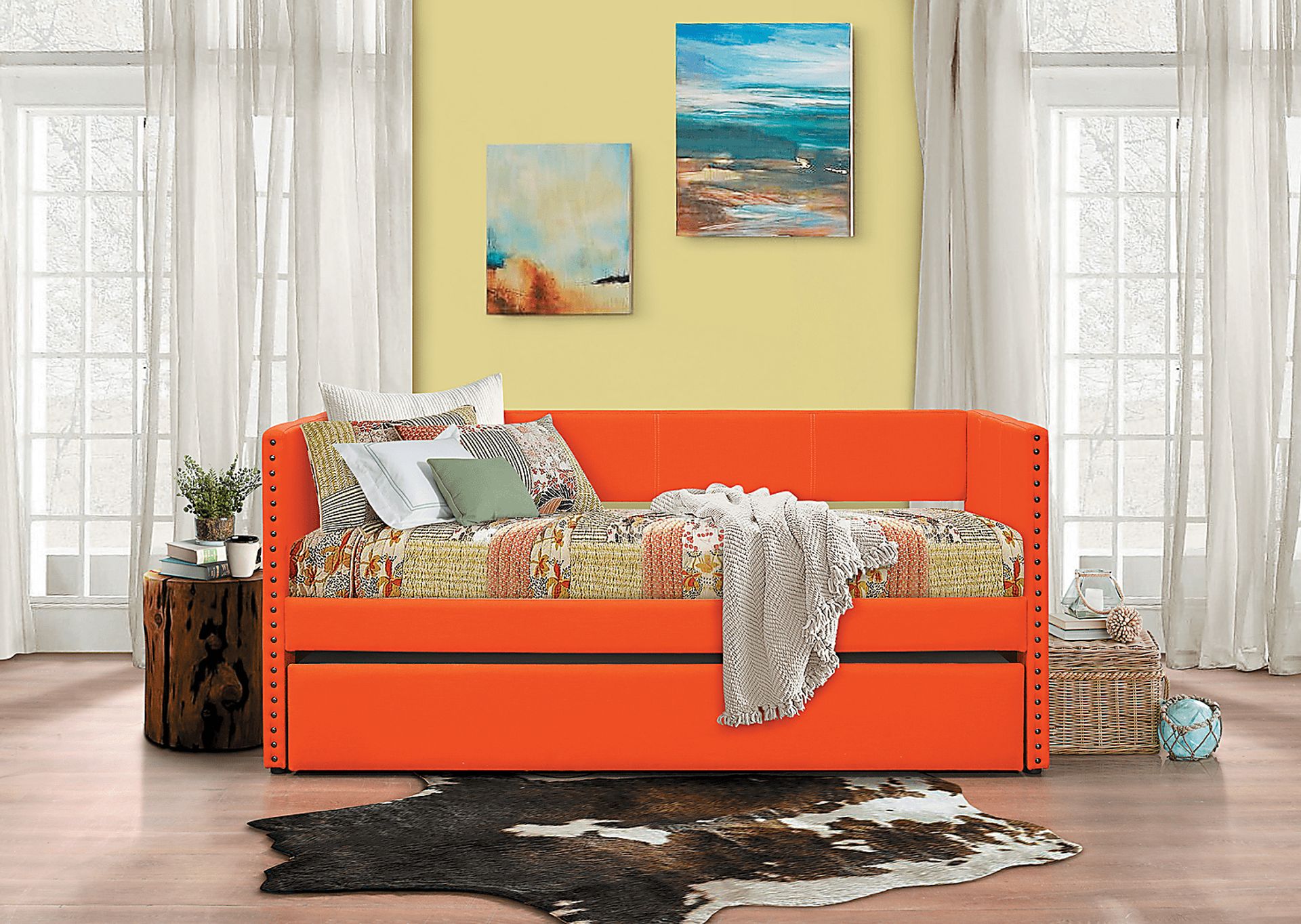 Sanford Way Orange Daybed with Trundle - Image 5