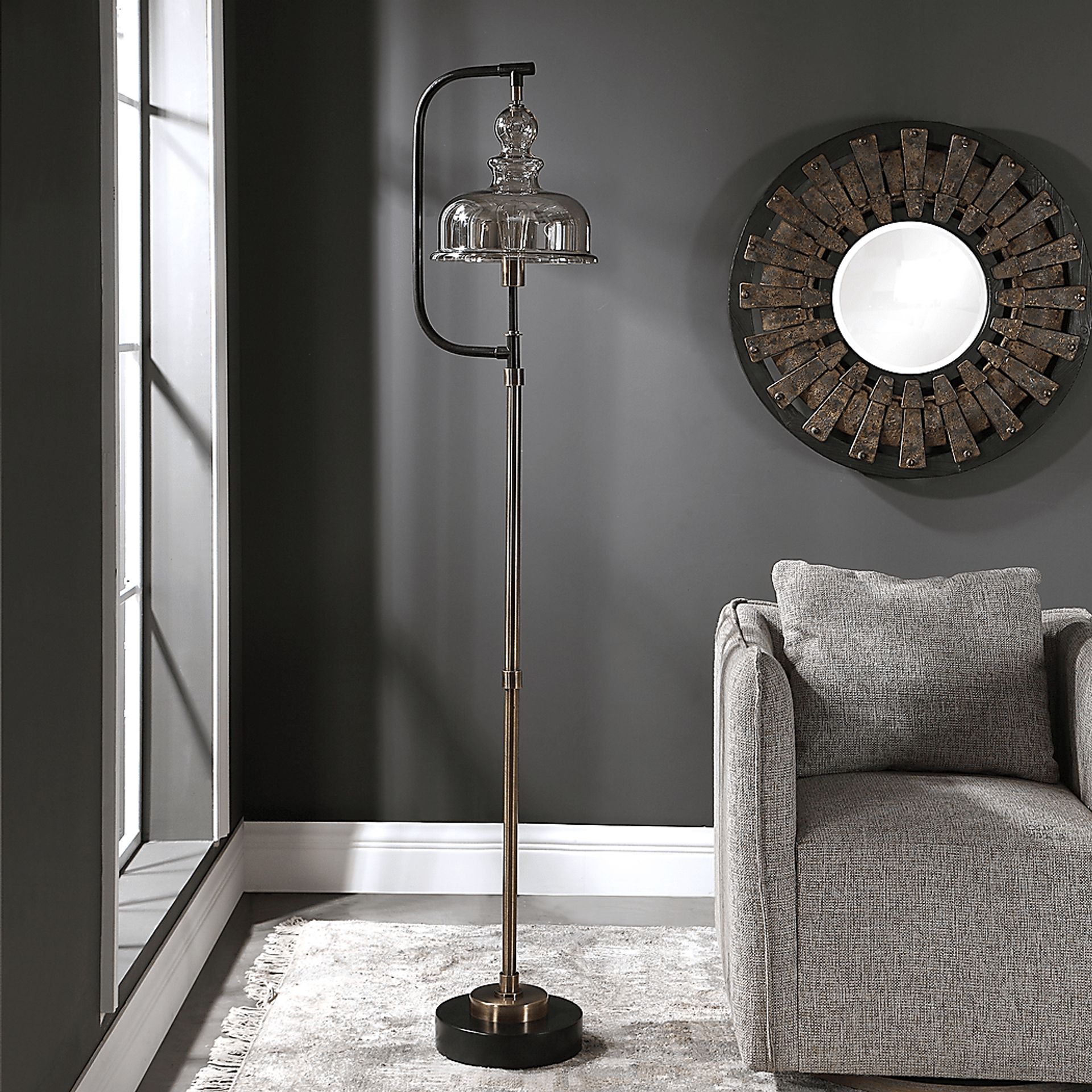 Sanjay Cave Brass Floor Lamp - Image 2