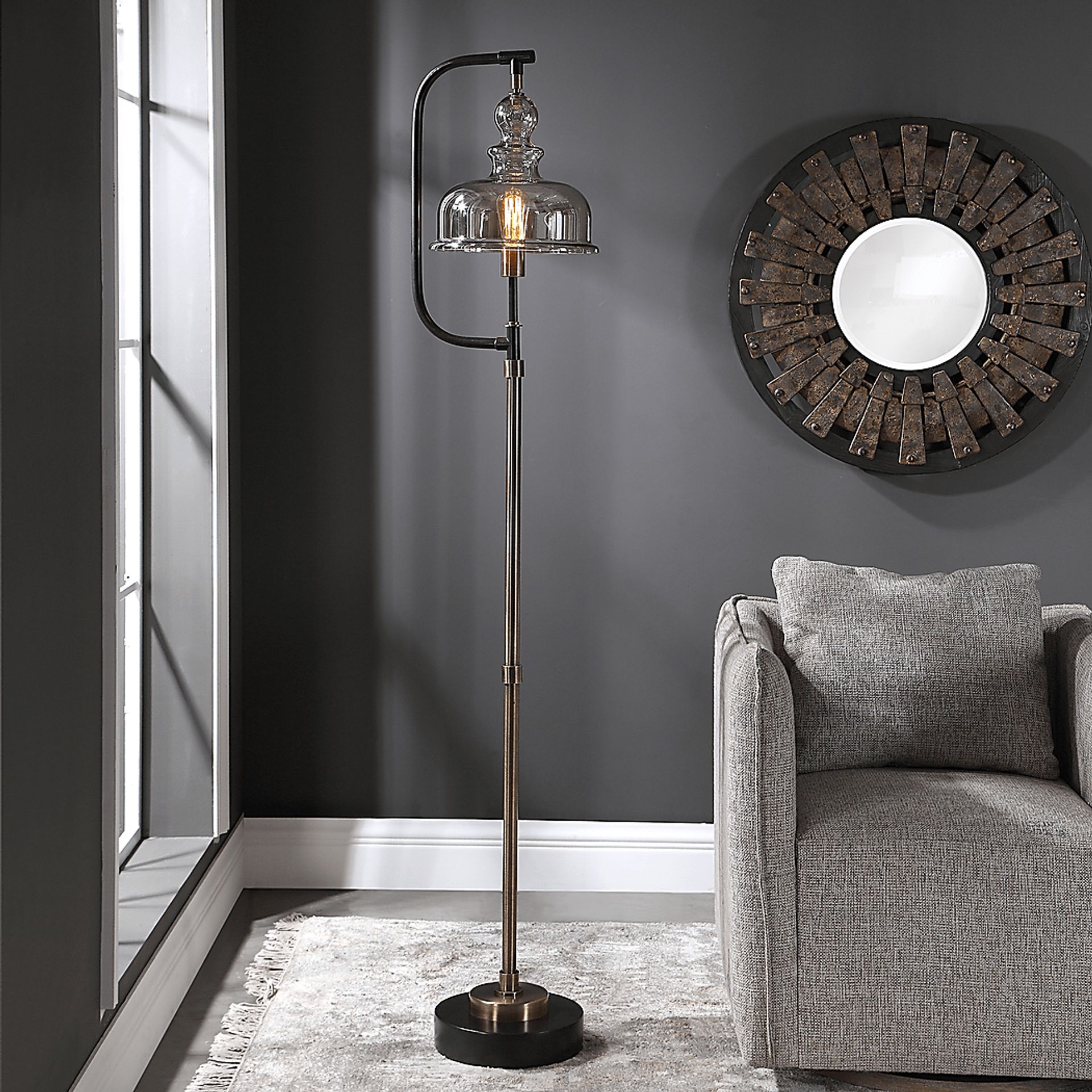 Sanjay Cave Brass Floor Lamp - Image 3
