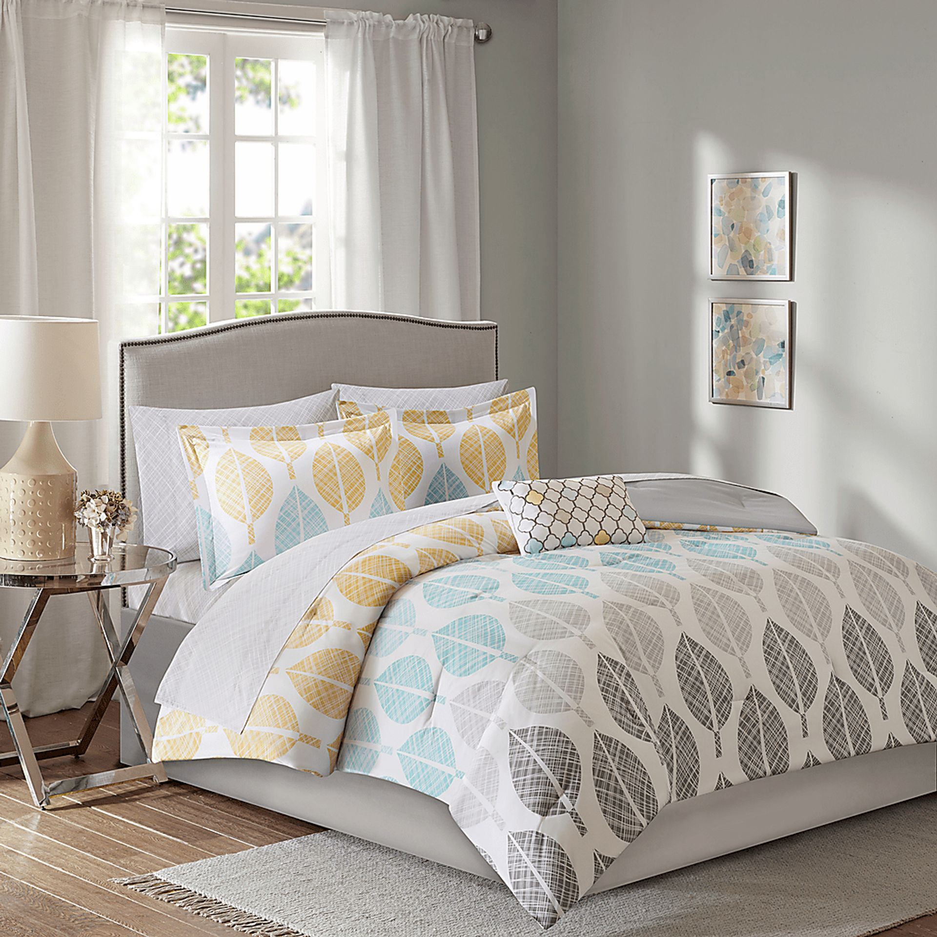 Sansa Yellow 9 Pc Queen Comforter Set - Image 2