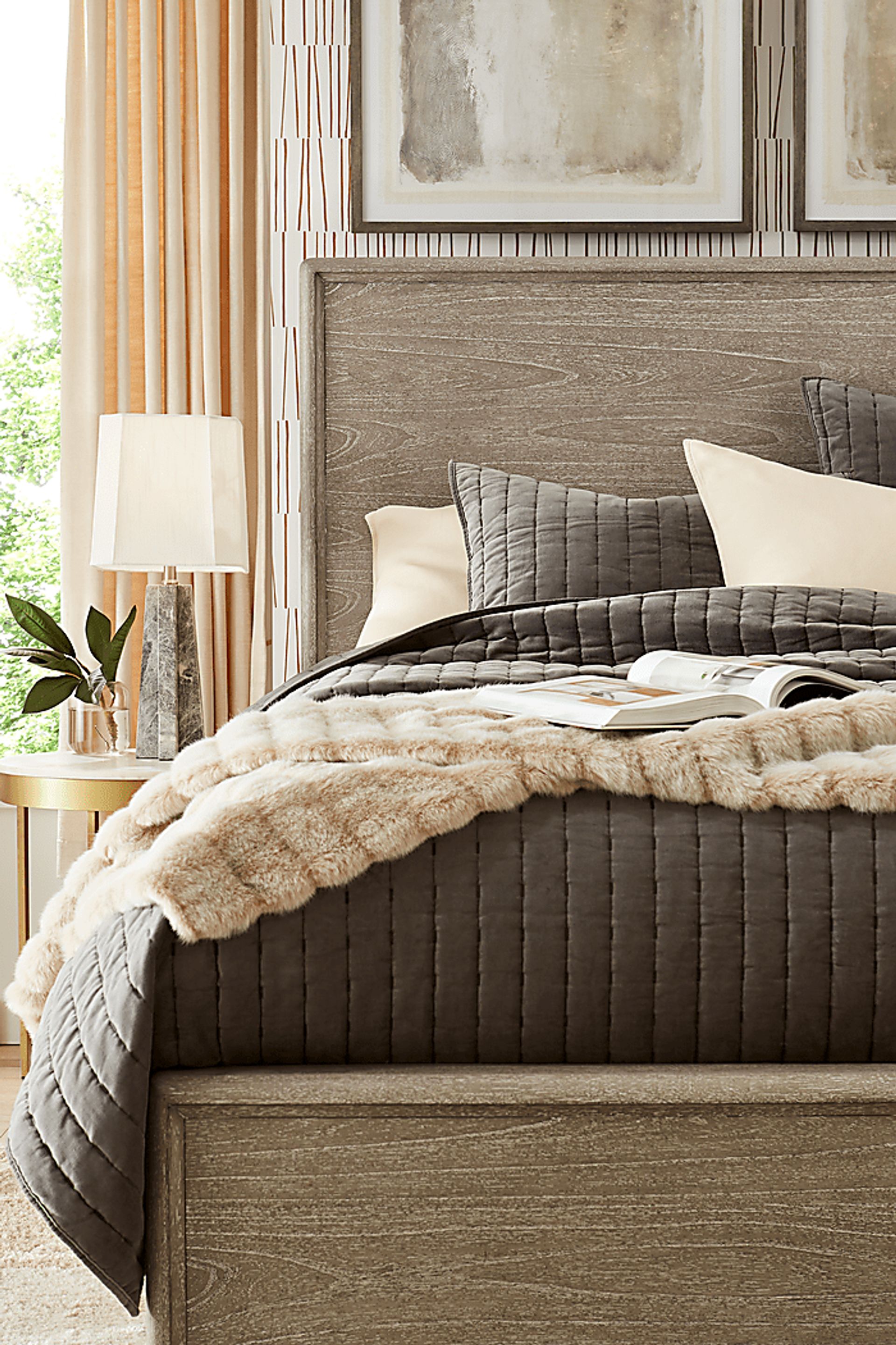 Santa Clarita Light Gray 7 Pc King Panel Bedroom - Image 3