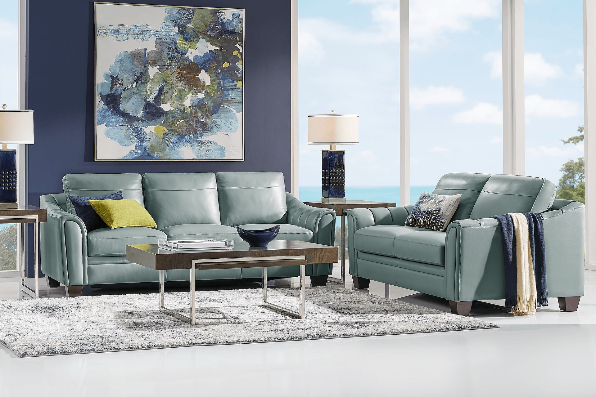 Santa Croce Mint Leather Sofa - Image 2