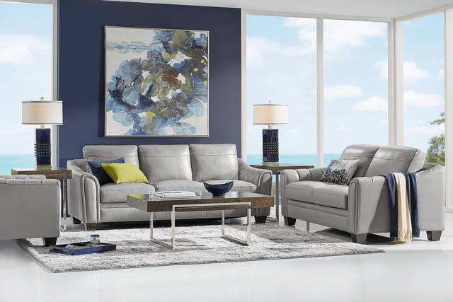 Santa Croce Gray Leather Sofa - Thumbnail - Image 2