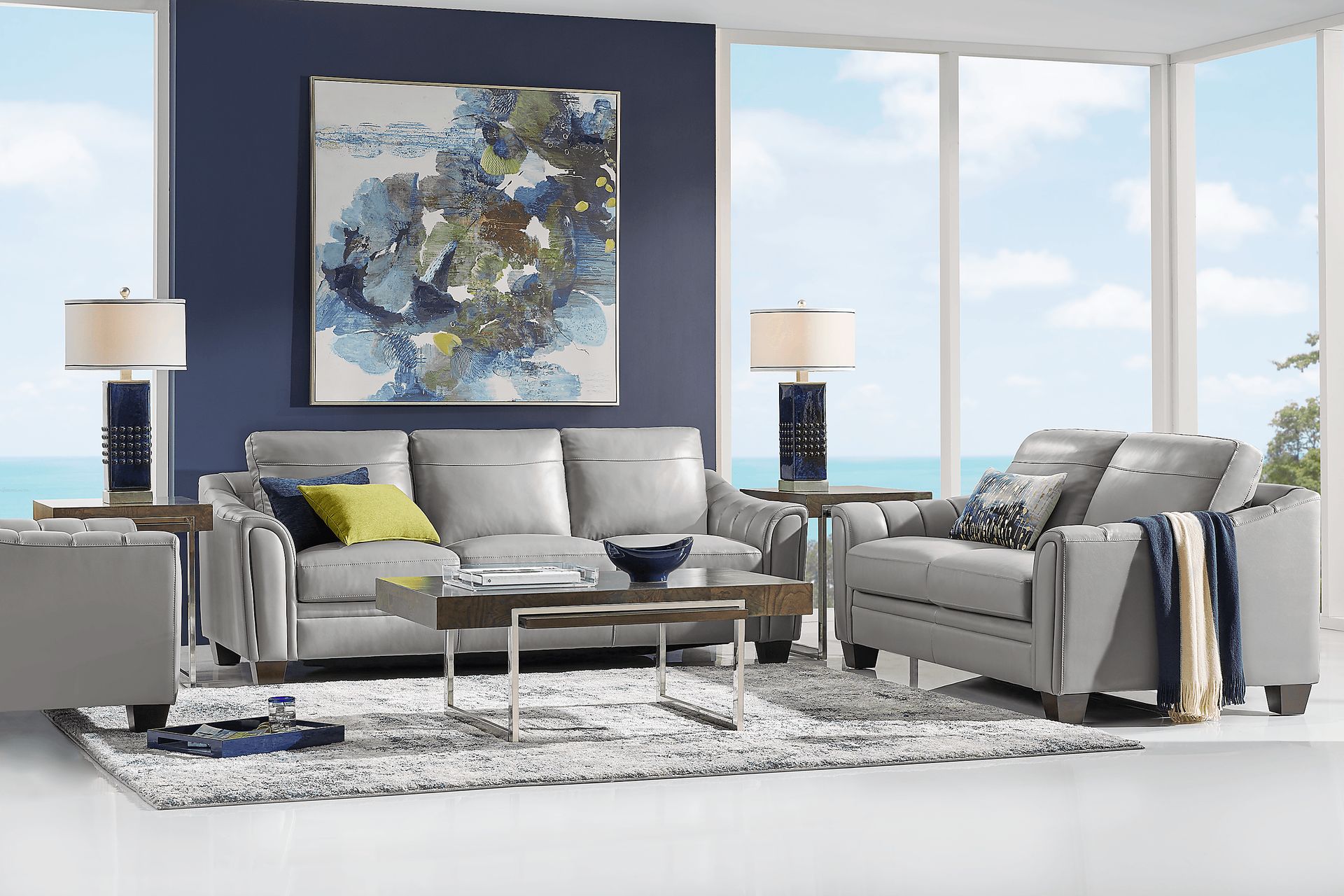 Santa Croce Gray Leather Sofa - Image 2