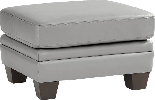 Santa Croce Gray Leather Ottoman - Thumbnail - Image 1