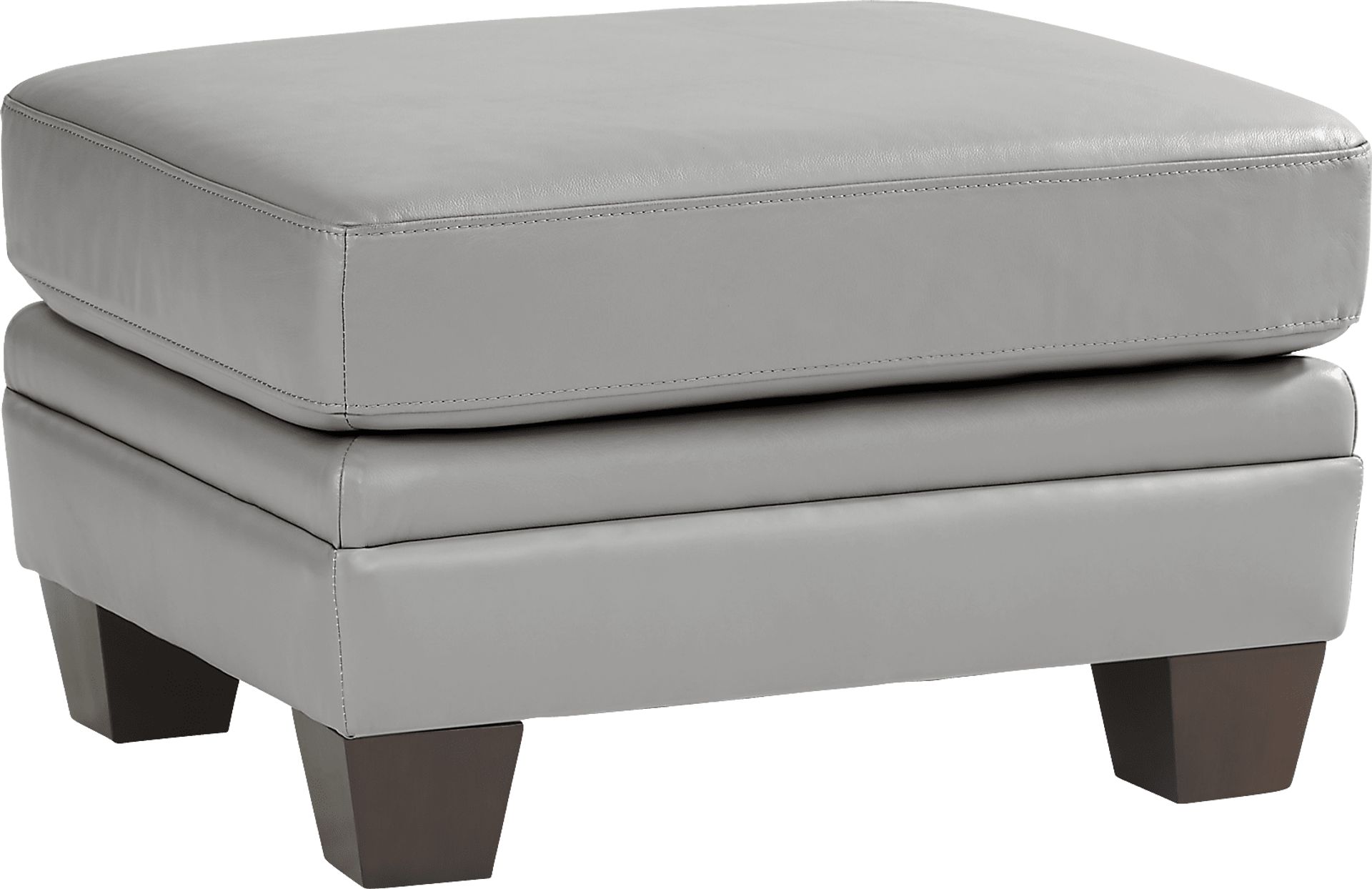 Santa Croce Gray Leather Ottoman - Image 1