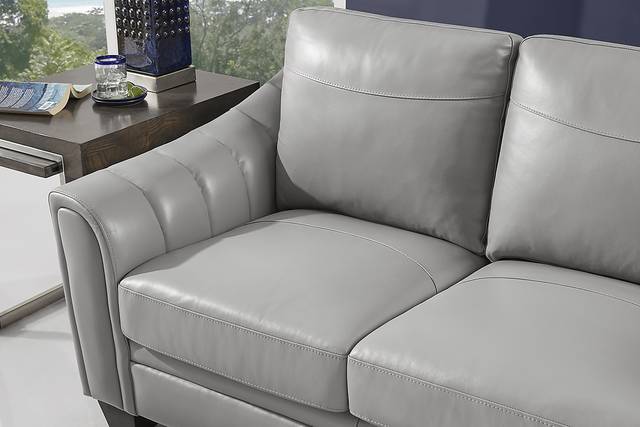 Santa Croce Gray Leather 8 Pc Living Room - Thumbnail - Image 4