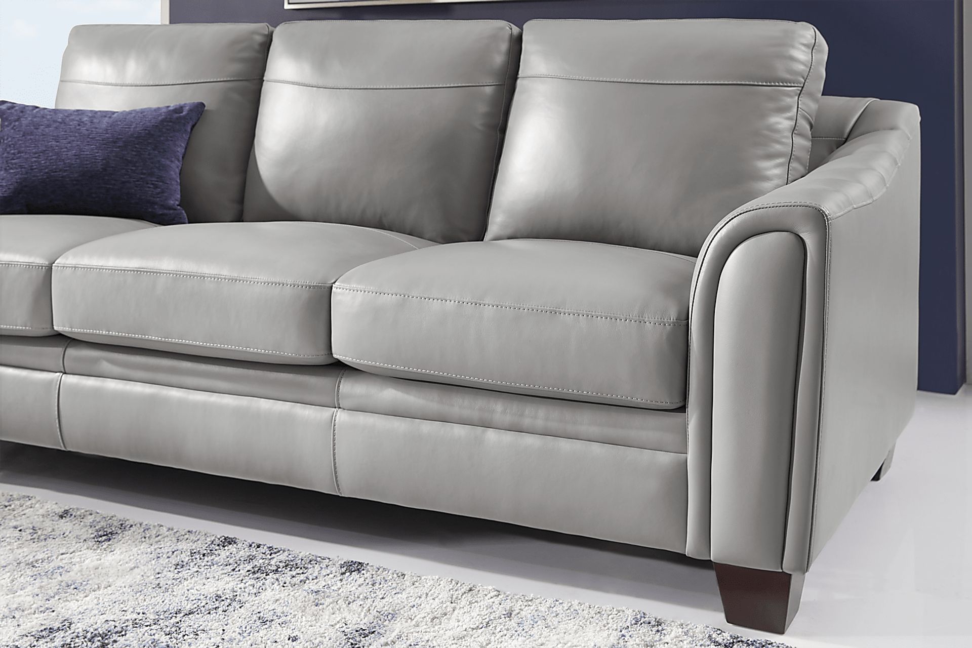 Santa Croce Gray Leather 8 Pc Living Room - Image 5