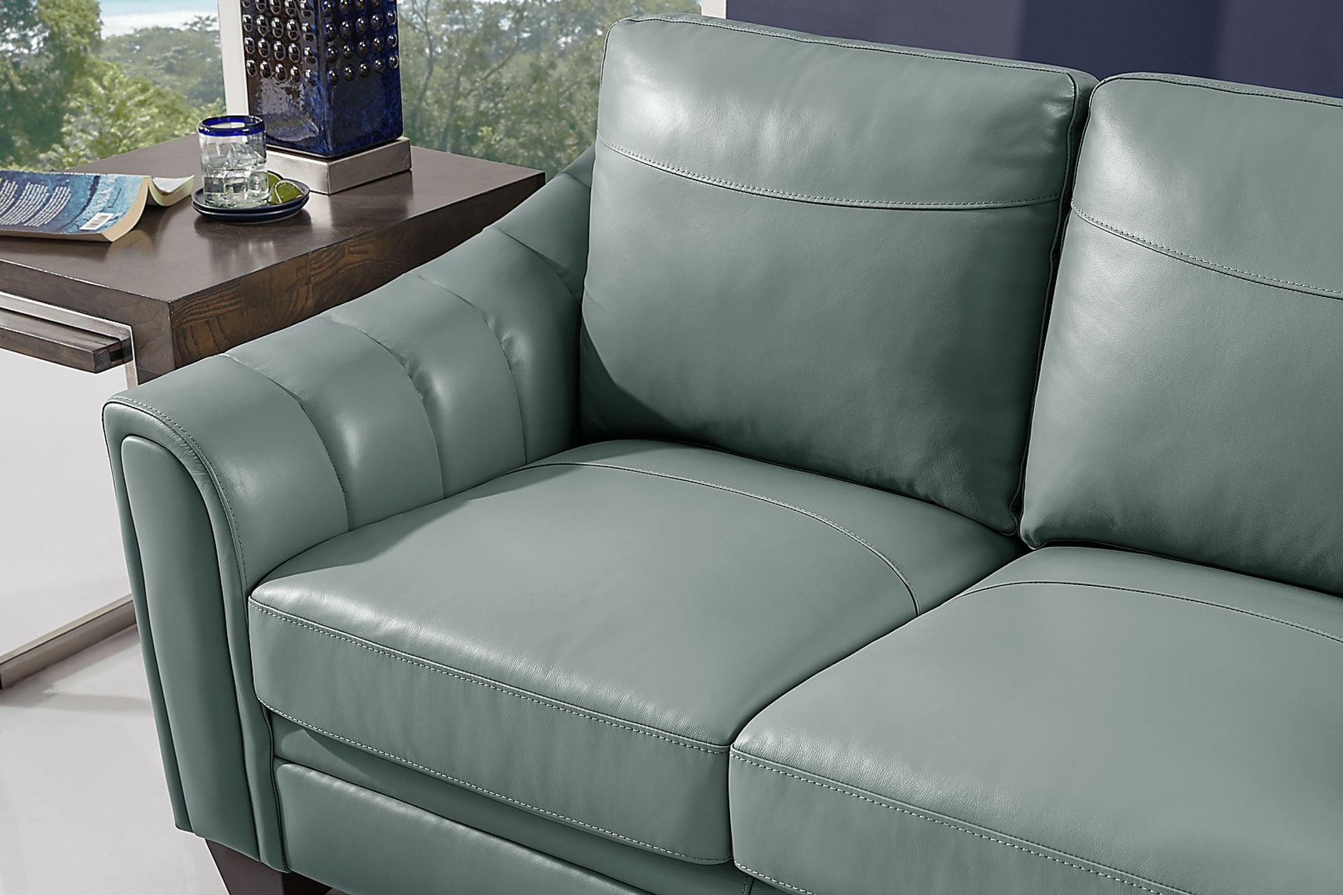 Santa Croce Mint Leather Sofa - Image 4