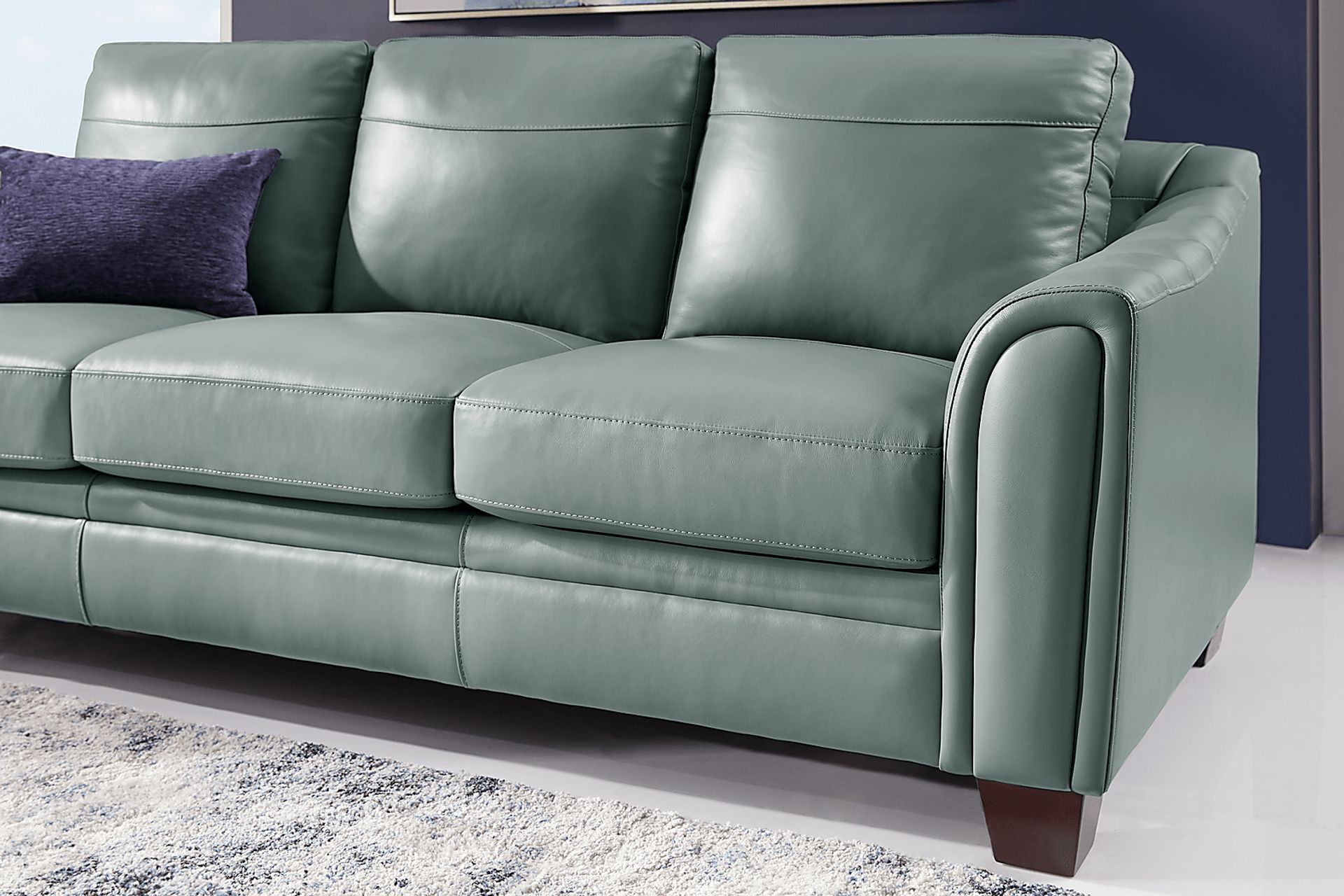 Santa Croce Mint Green Leather Vinyl Sofa Rooms to Go