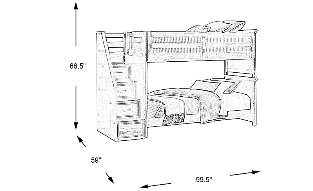 Kids Santa Cruz Brown Cherry Full/Full Step Bunk Bed