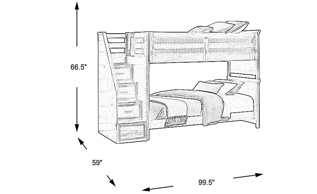 Kids Santa Cruz Brown Cherry Full/Full Step Bunk Bed