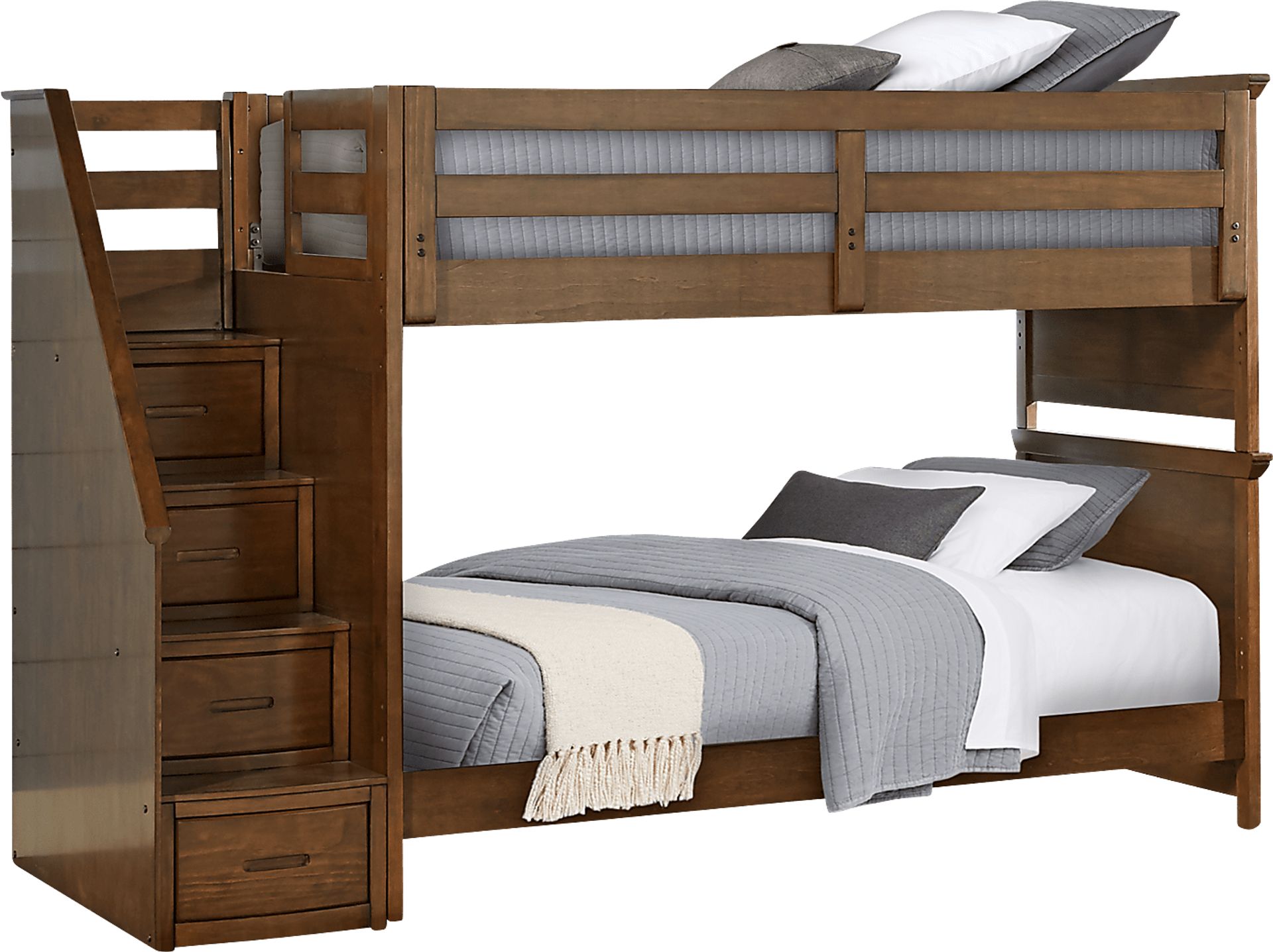 Santa Cruz Brown Cherry Twin/Twin Step Bunk Bed - Image 1