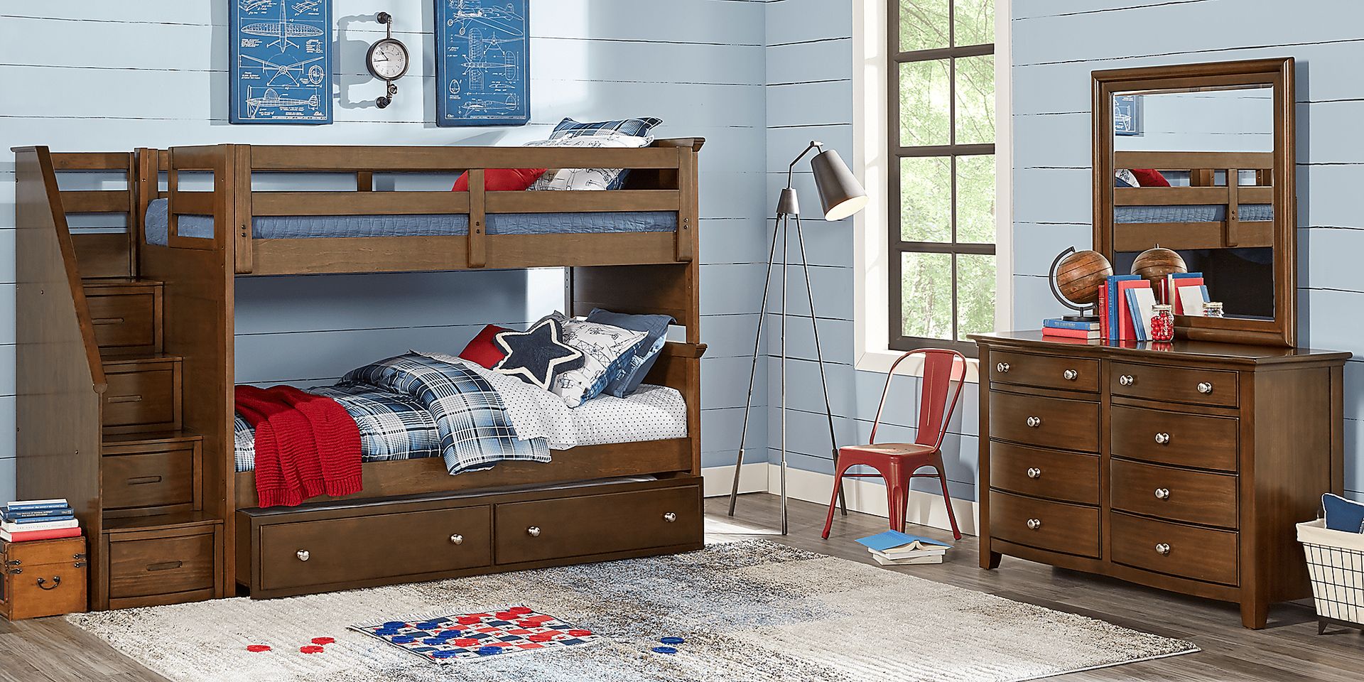 Santa Cruz Brown Cherry Twin/Twin Step Bunk Bed - Image 2