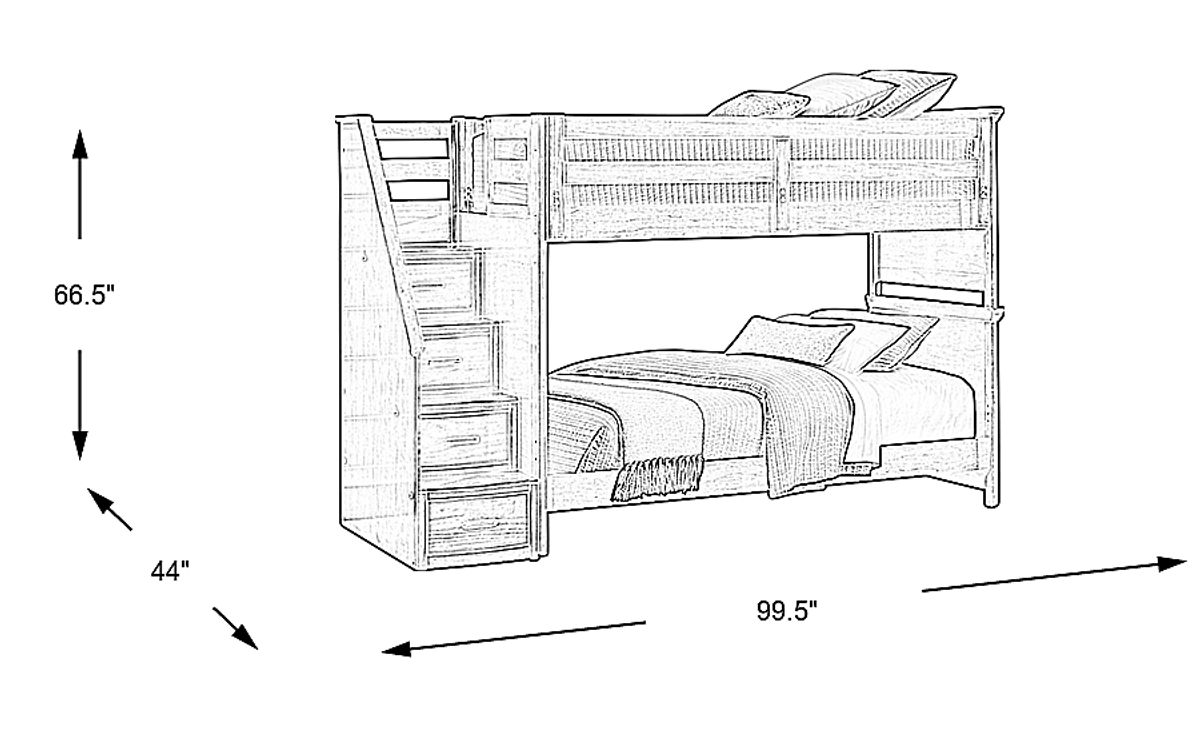 Santa Cruz Brown Cherry Dark Wood Twin/Twin Step Bunk Bed | Rooms to Go