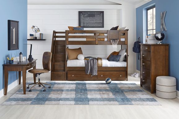 Santa Cruz Brown Cherry Twin/Twin Step Bunk Bed