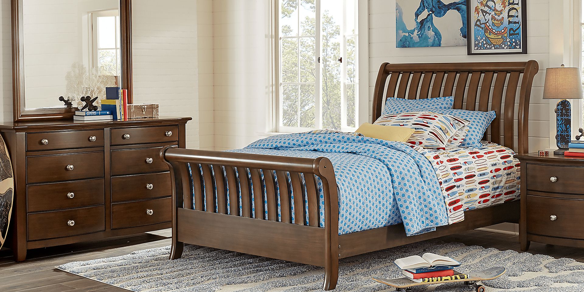 Kids Santa Cruz Cherry 5 Pc Twin Sleigh Bedroom - Image 1
