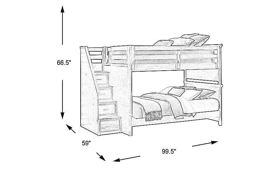 Santa Cruz Gray Full/Full Step Bunk Bed - Rooms To Go