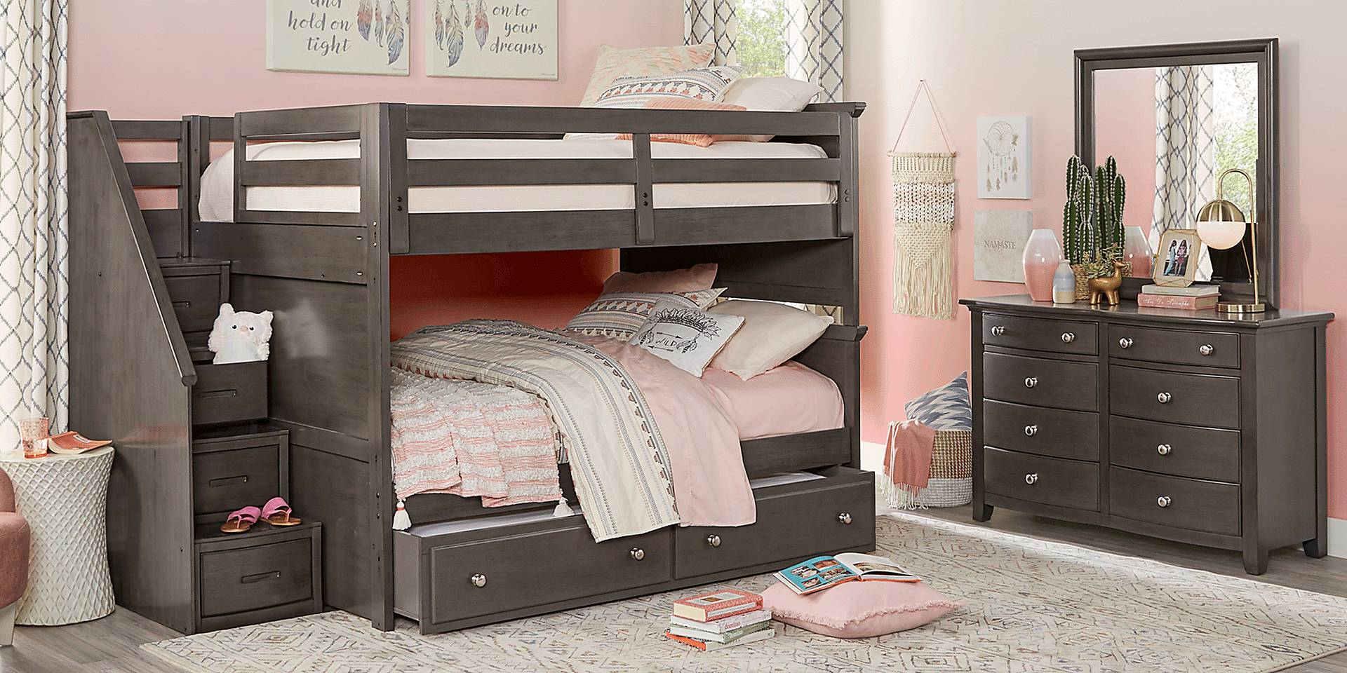gray full/full step bunk bed