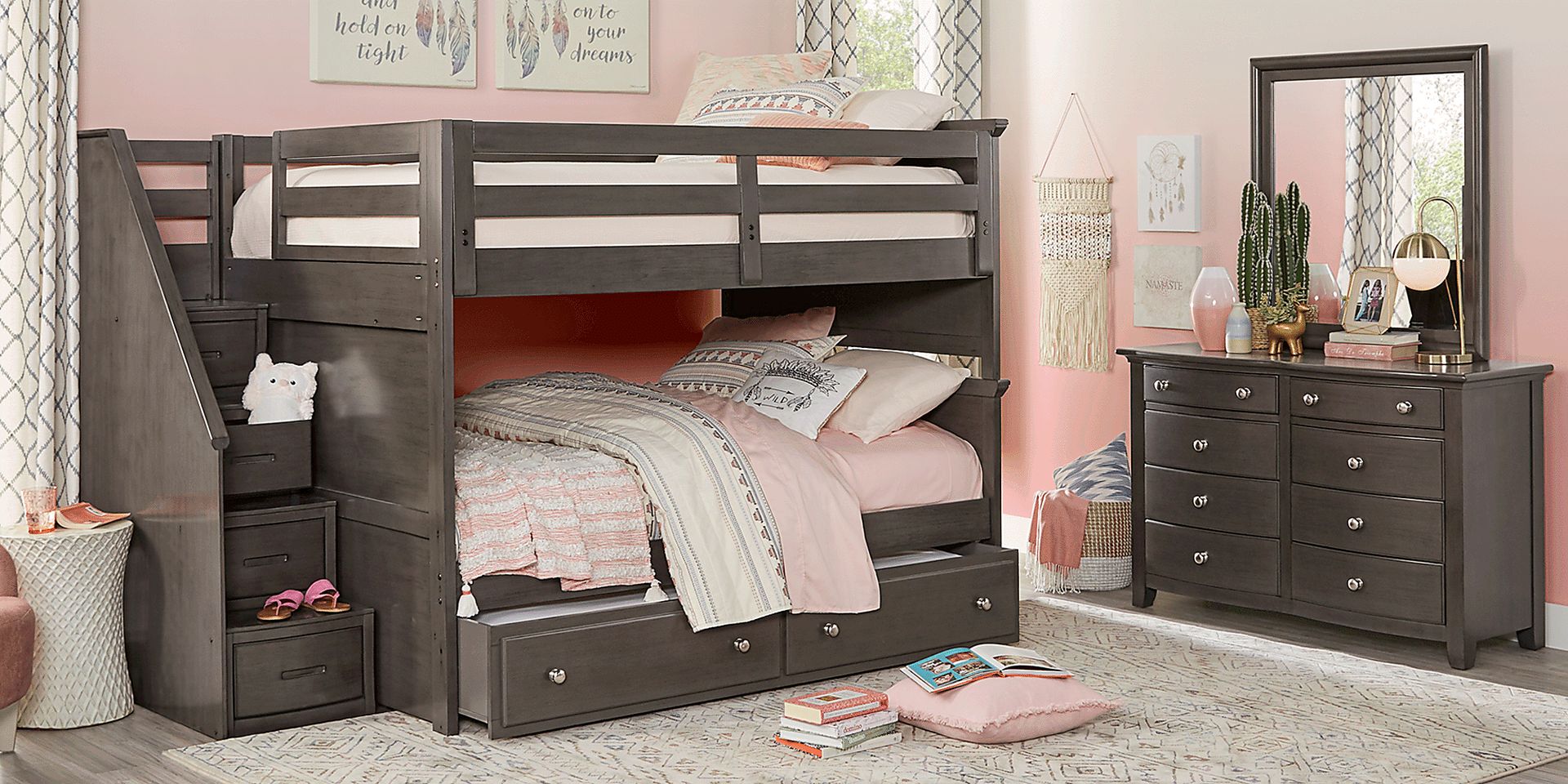 Kids Santa Cruz Gray Full/Full Step Bunk Bed - Image 2