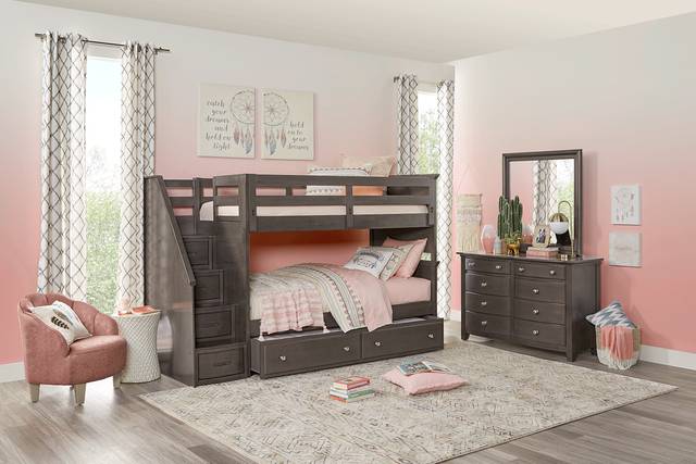 Santa Cruz Gray Twin/Twin Step Bunk Bed - Thumbnail - Image 2