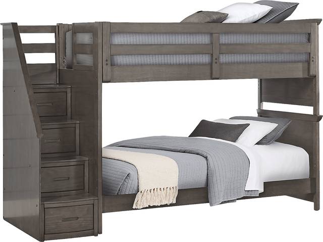 Santa Cruz Gray Twin/Twin Step Bunk Bed - Thumbnail - Image 1