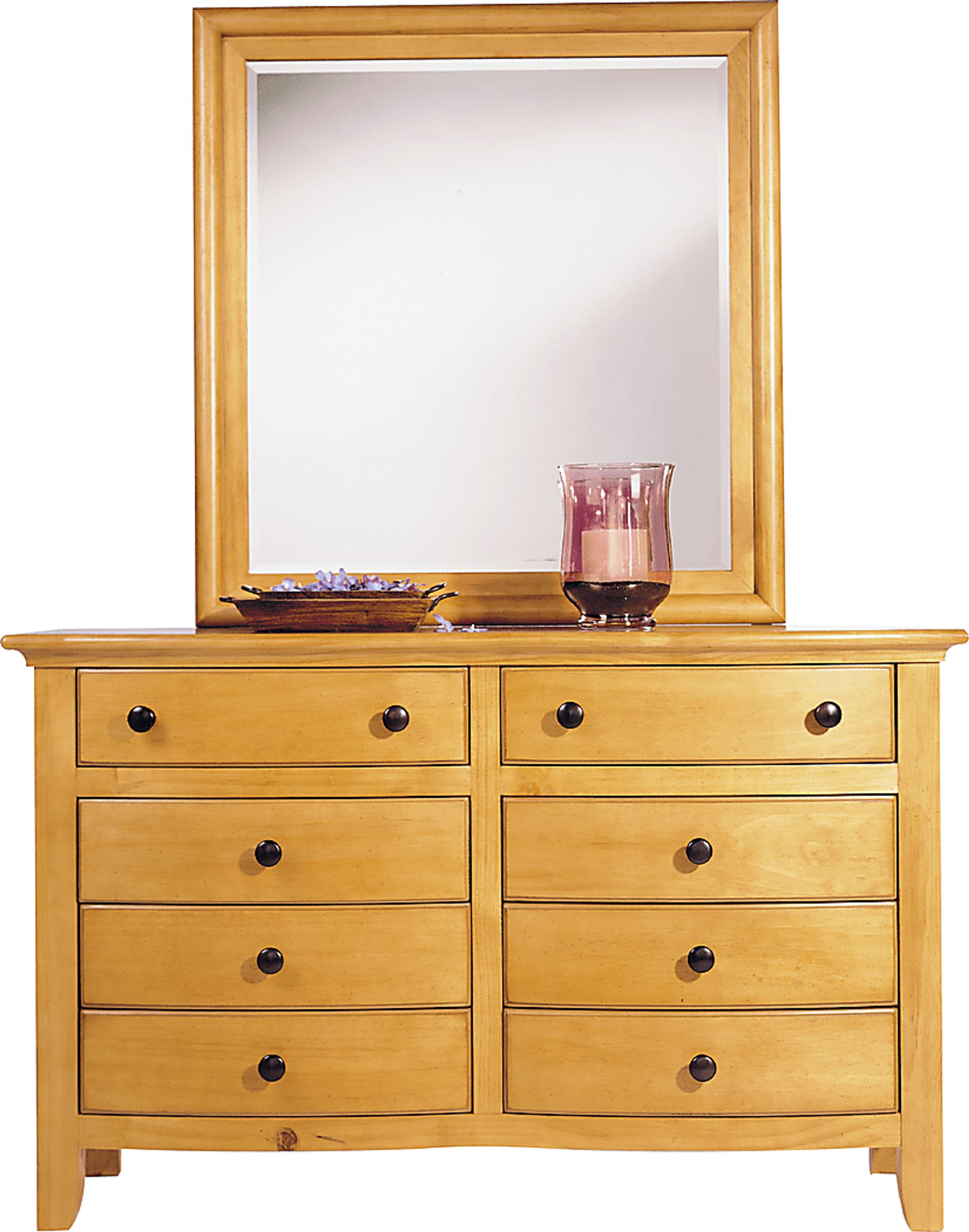 Santa Cruz Light Pine Dresser Mirror Set - Image 1