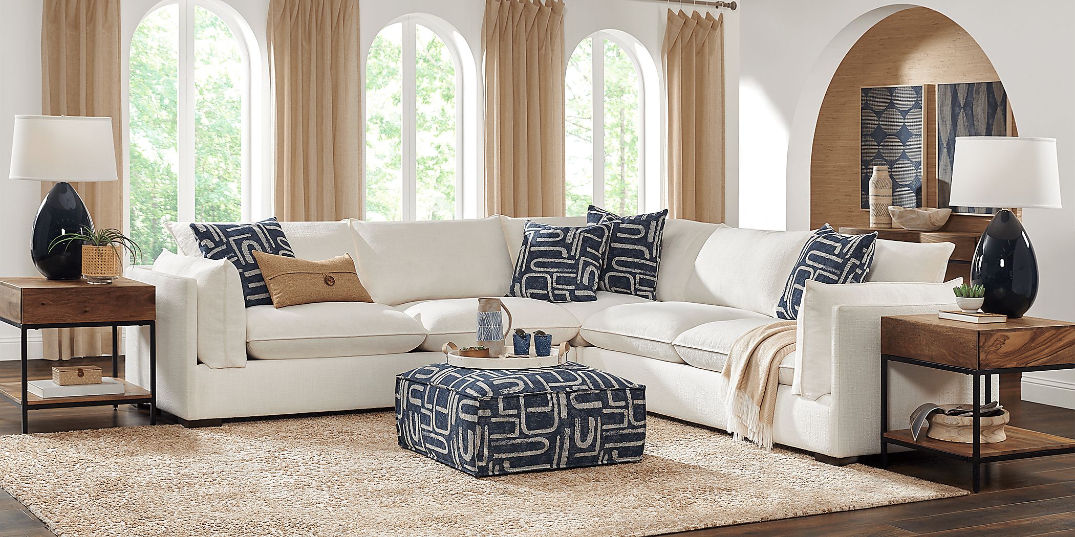 Santa Monica Place White 6 Pc Sectional Living Room Rooms To Go   Santa Monica Place White 6 Pc Sectional Living Room 1011097P Image Room