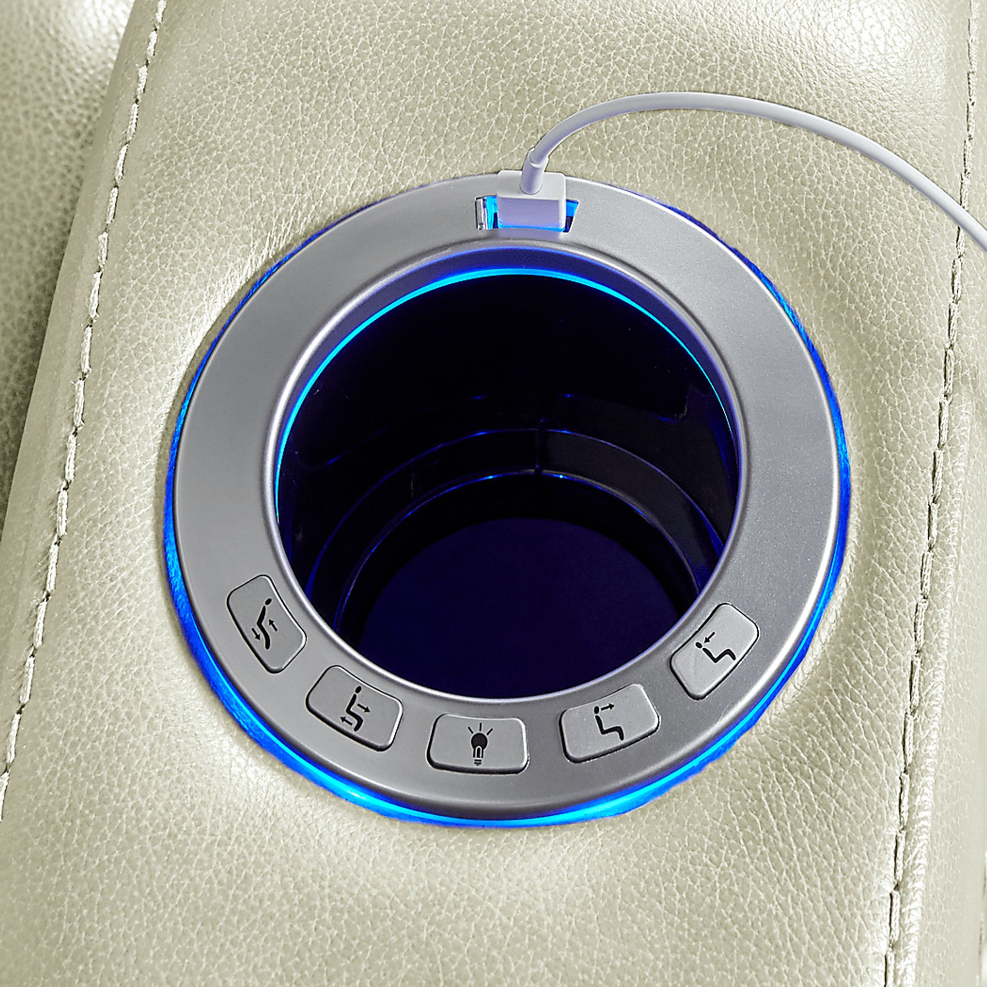 Santarelli Beige Leather 3 Pc Power Reclining Sectional - Image 4