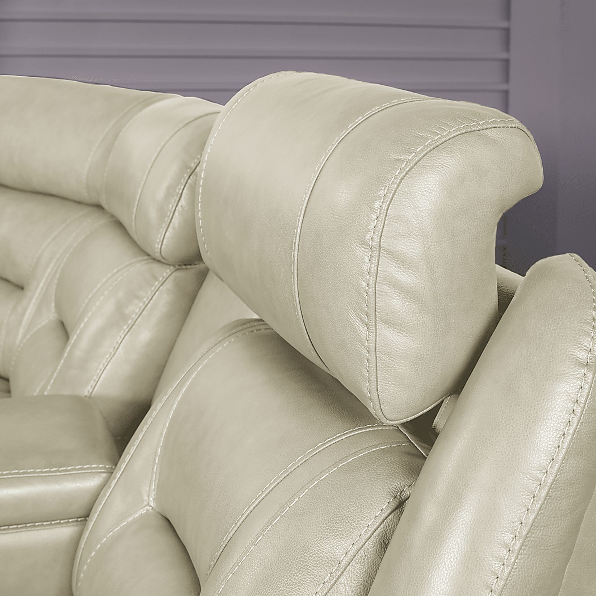 Santarelli Beige Leather 3 Pc Power Reclining Sectional - Image 5