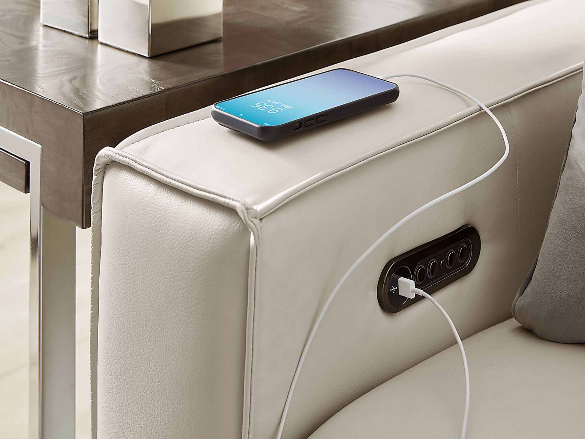 Santorini Ice Leather 3 Pc Dual Power Reclining Sectional - Image 8