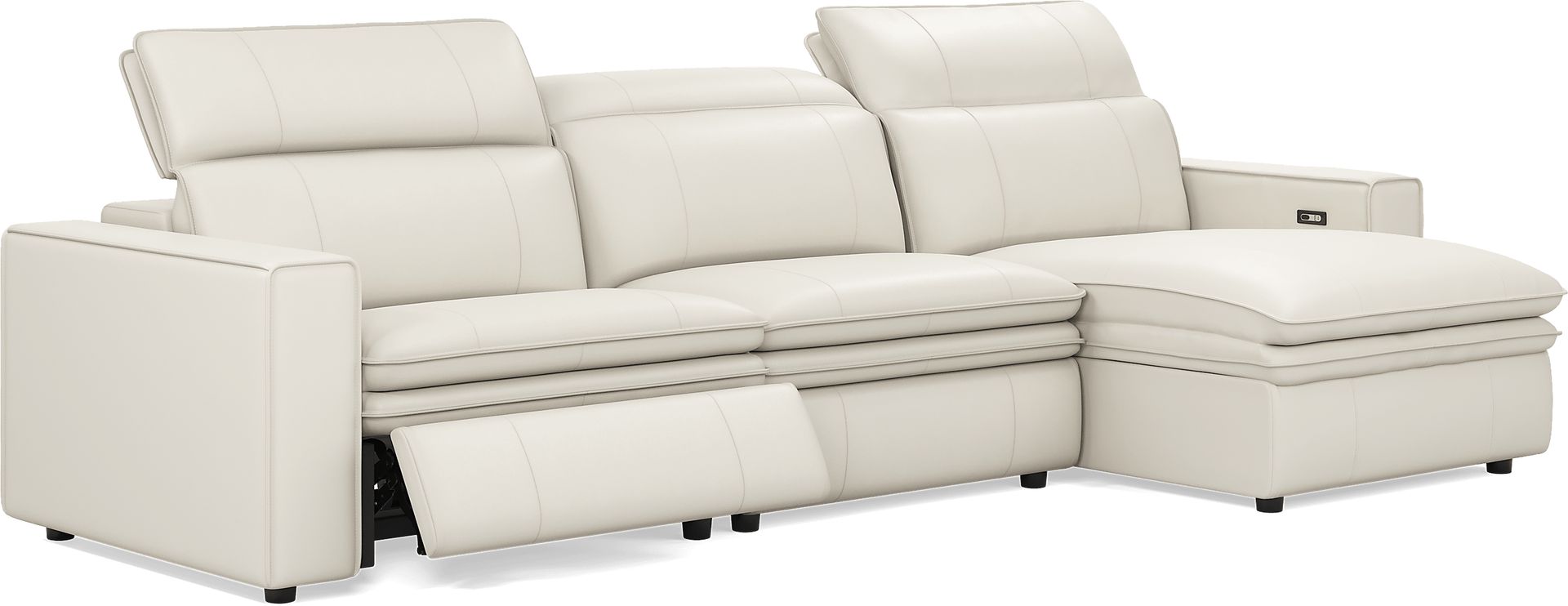 Santorini Ice Leather 3 Pc Dual Power Reclining Sectional - Image 3
