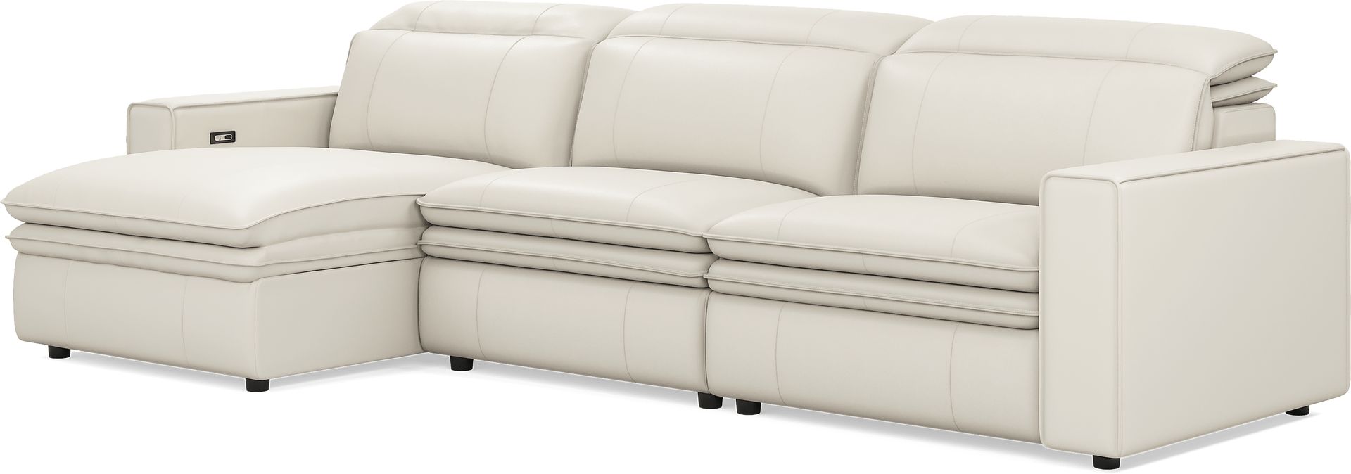 Santorini Ice Leather 3 Pc Dual Power Reclining Sectional - Image 3