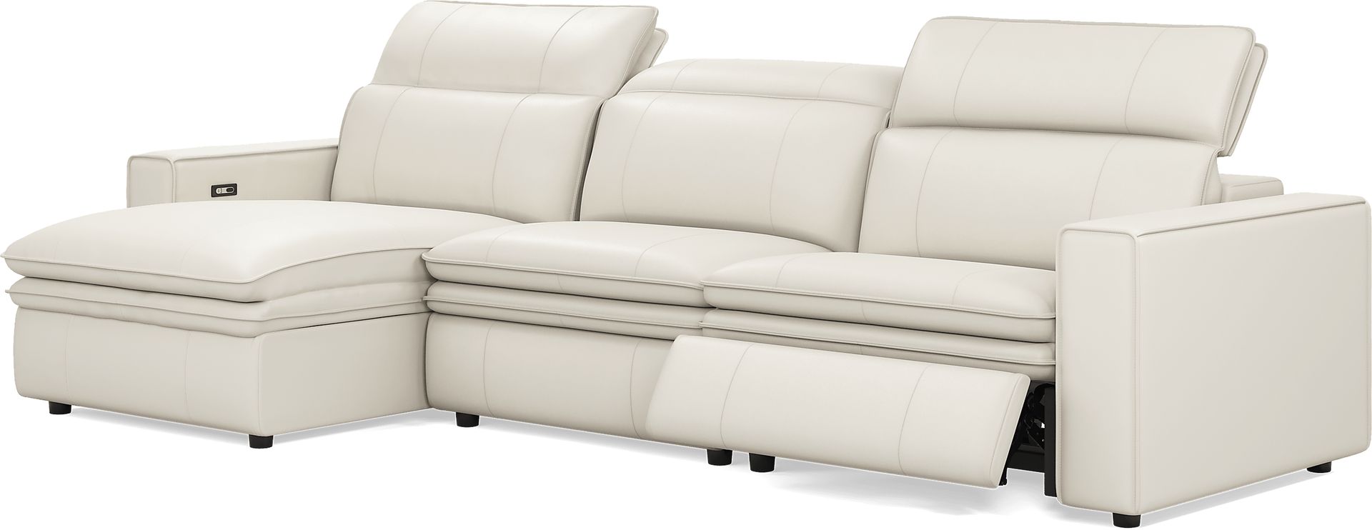 Santorini Ice Leather 3 Pc Dual Power Reclining Sectional - Image 3