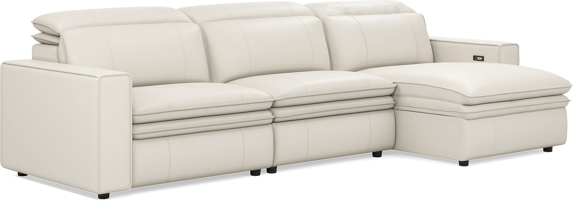 Santorini Ice Leather 3 Pc Dual Power Reclining Sectional - Image 3