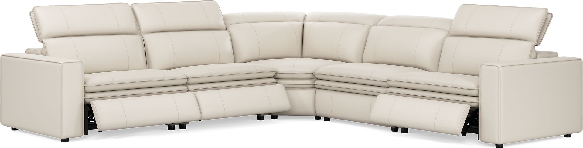 Santorini Ice Leather 5 Pc Dual Power Reclining Sectional - Image 1
