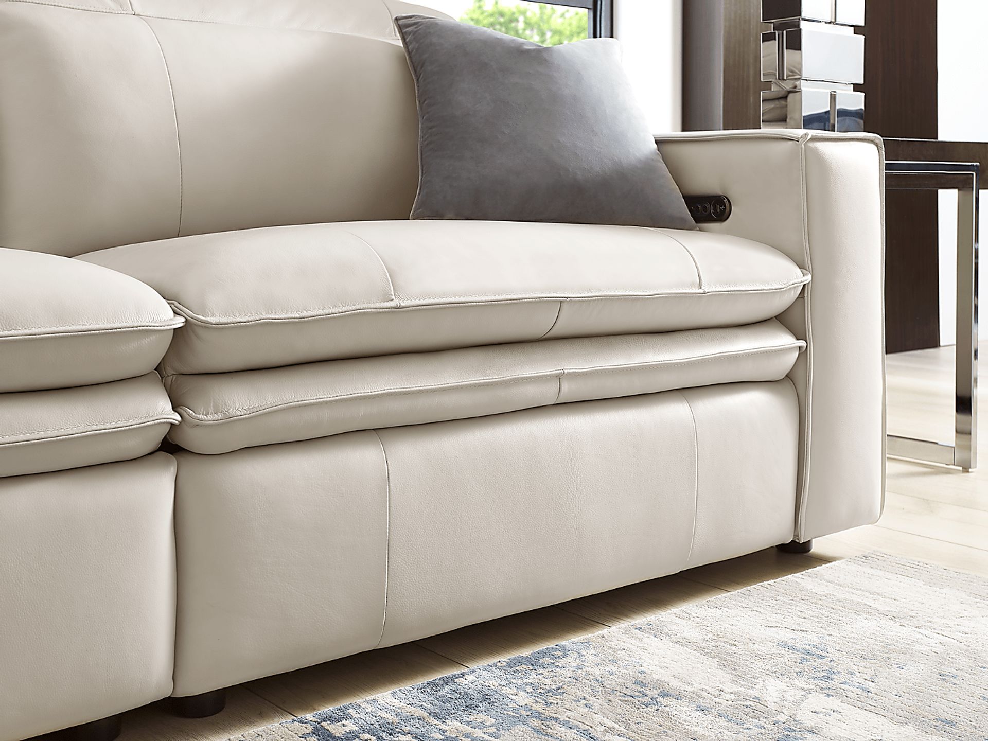 Santorini Ice Leather 5 Pc Dual Power Reclining Sectional - Image 7
