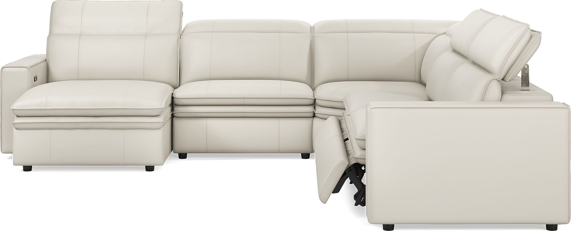 Santorini Ice Leather 5 Pc Dual Power Reclining Sectional - Image 3
