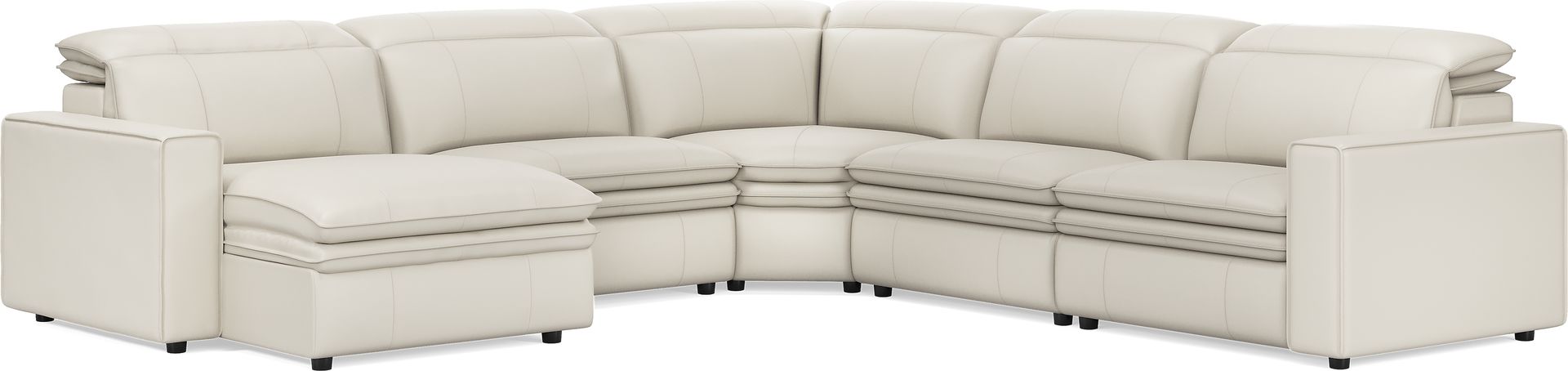 Santorini Ice Leather 5 Pc Dual Power Reclining Sectional - Image 4