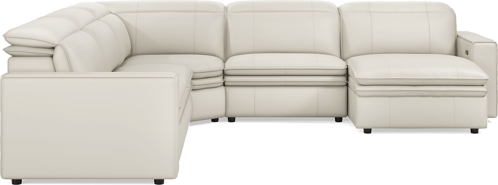Santorini Ice Leather 5 Pc Dual Power Reclining Sectional - Image 2