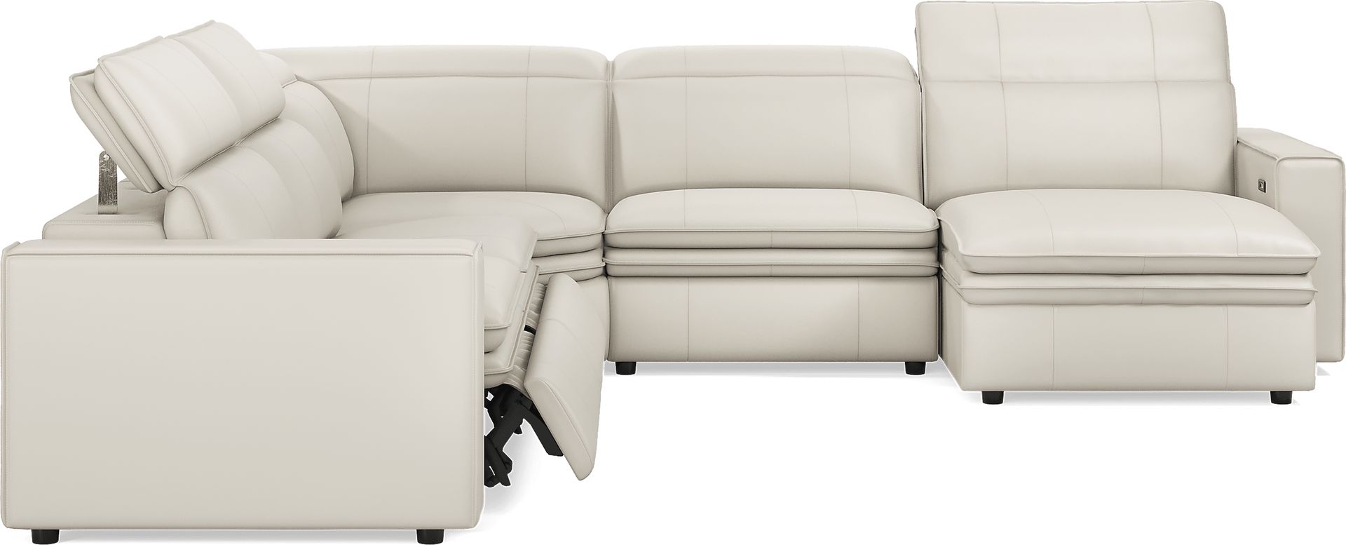 Santorini Ice Leather 5 Pc Dual Power Reclining Sectional - Image 3