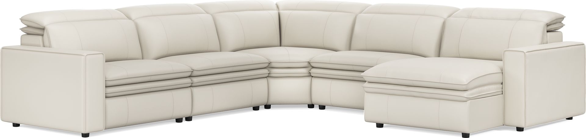 Santorini Ice Leather 5 Pc Dual Power Reclining Sectional - Image 4
