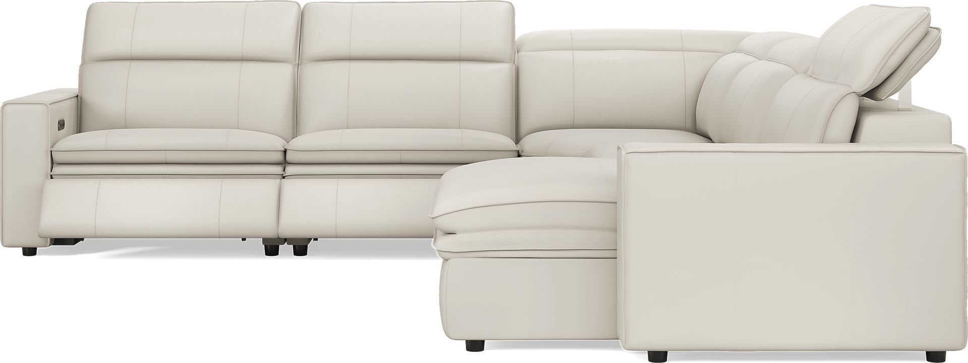 Santorini Ice Leather 5 Pc Dual Power Reclining Sectional - Image 5
