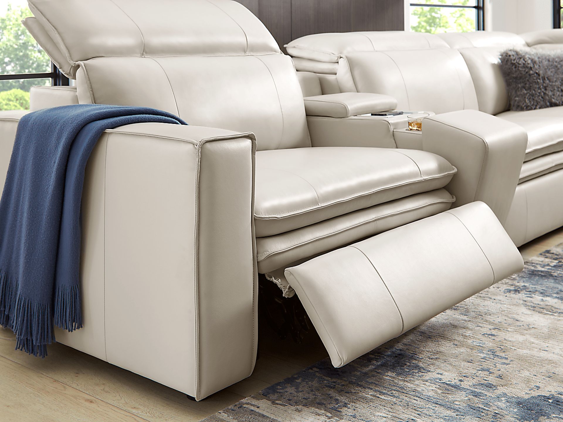 Santorini Ice Leather 6 Pc Dual Power Reclining Sectional - Image 8