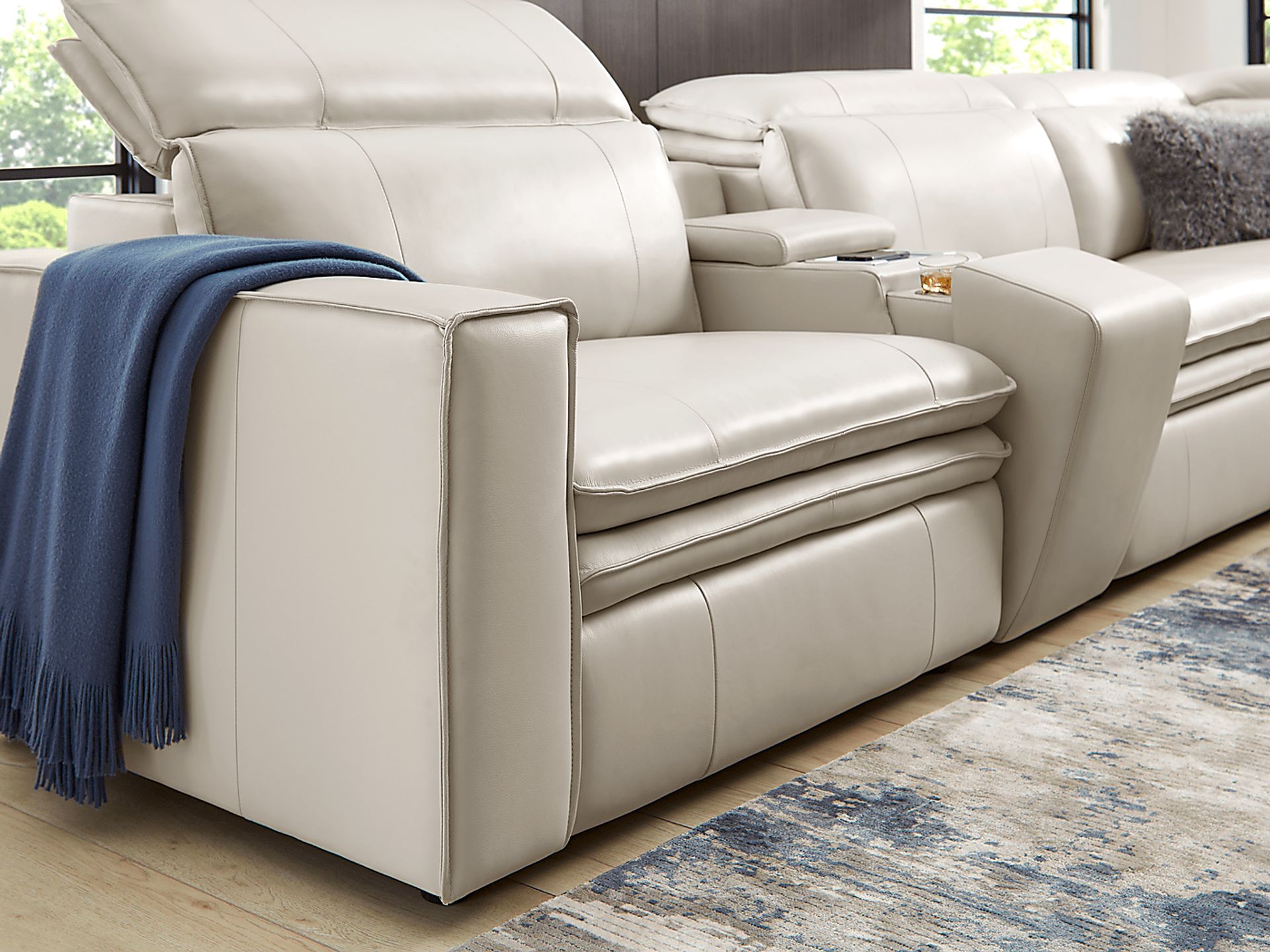 Santorini Ice Leather 6 Pc Dual Power Reclining Sectional - Image 9
