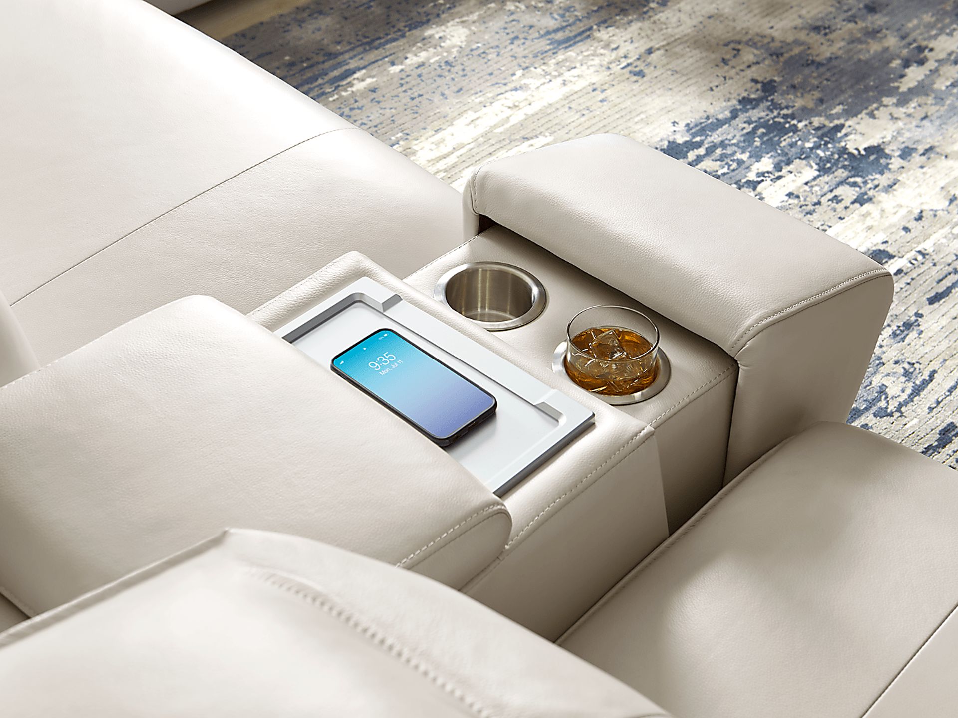 Santorini Ice Leather 6 Pc Dual Power Reclining Sectional - Image 12