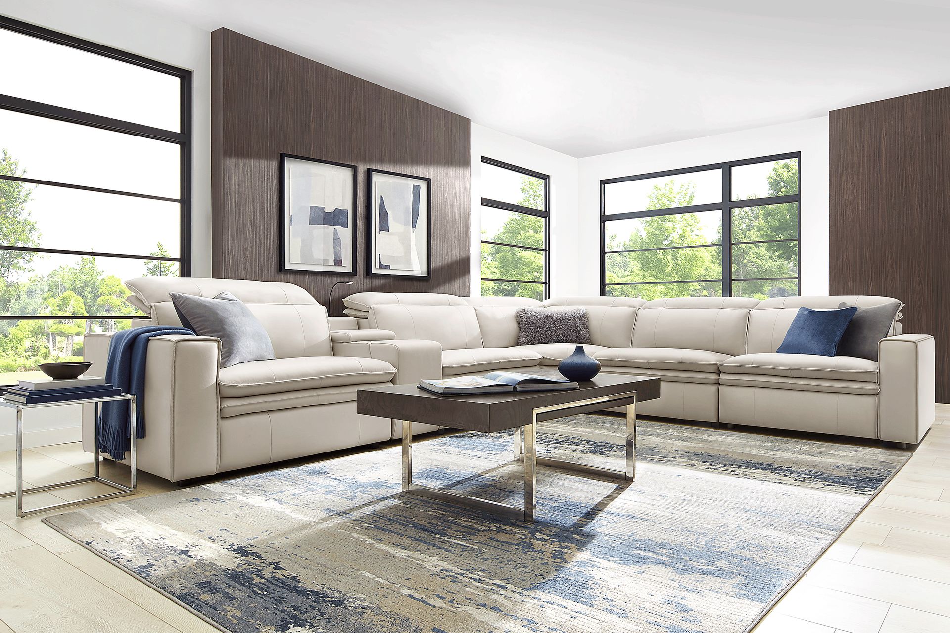 Santorini Ice Leather 6 Pc Dual Power Reclining Sectional - Image 3